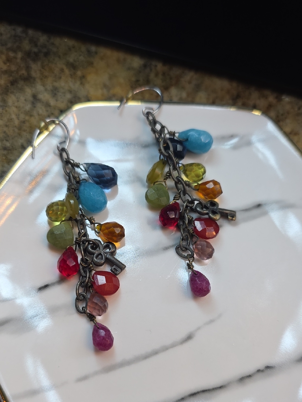 Fossil Multicolor Bead Charm Dangle Earrings - Women Jewelry